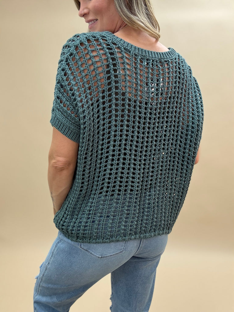 Olive Crochet Slouchy Top