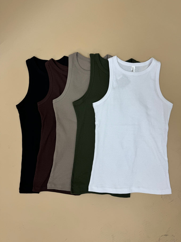 High Neck Ribbed Tank Top