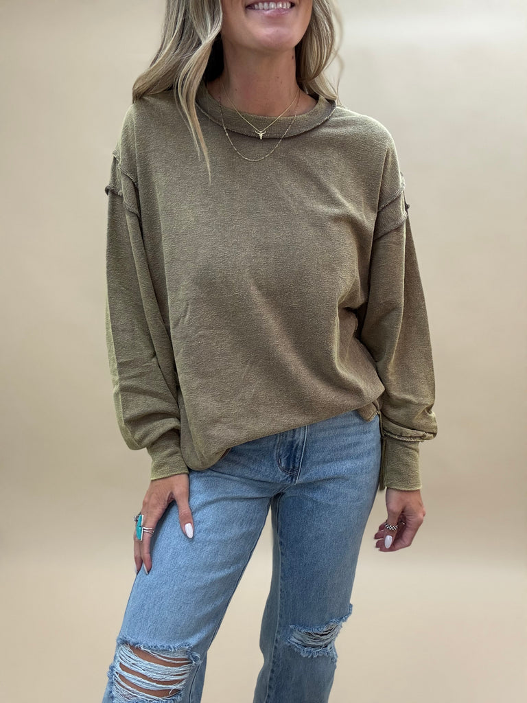 Terry Exposed Seam Pullover