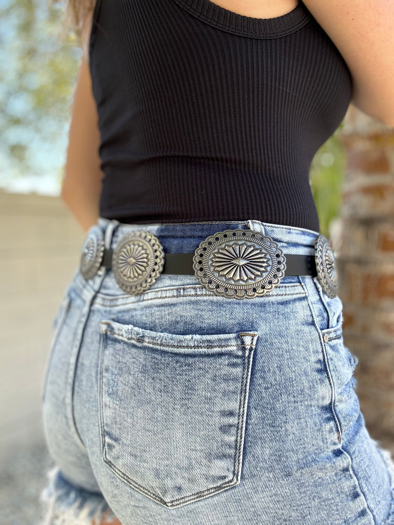 Faux Leather & Conch Belt