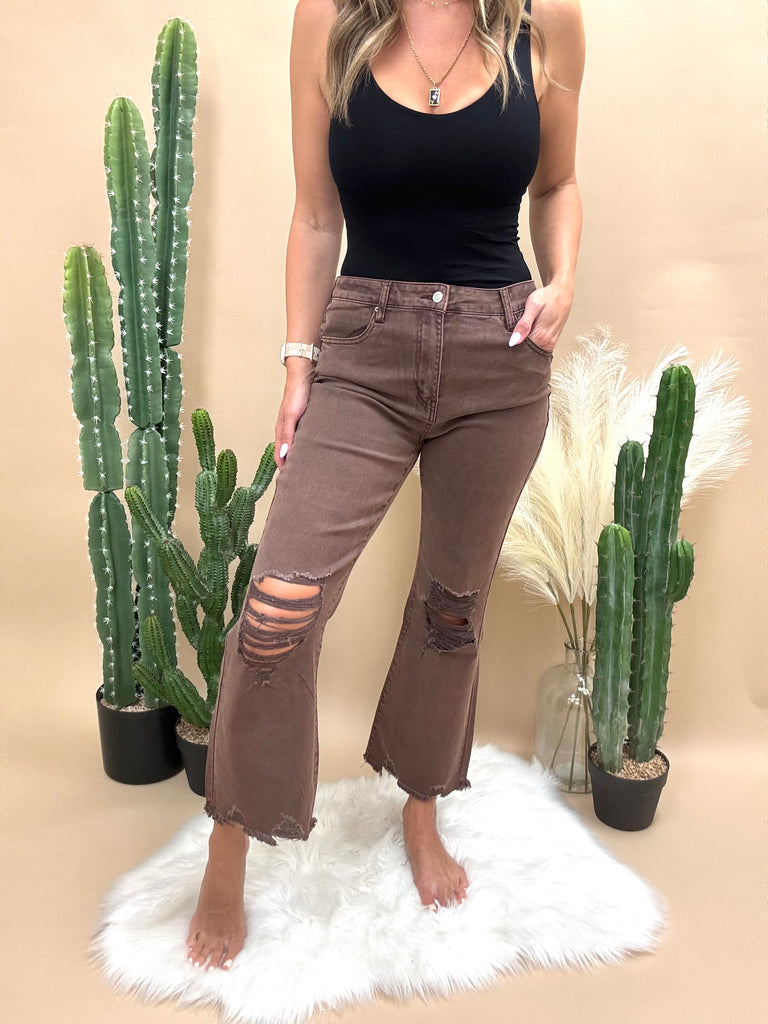 Canyon Straight Distressed Crop Jeans