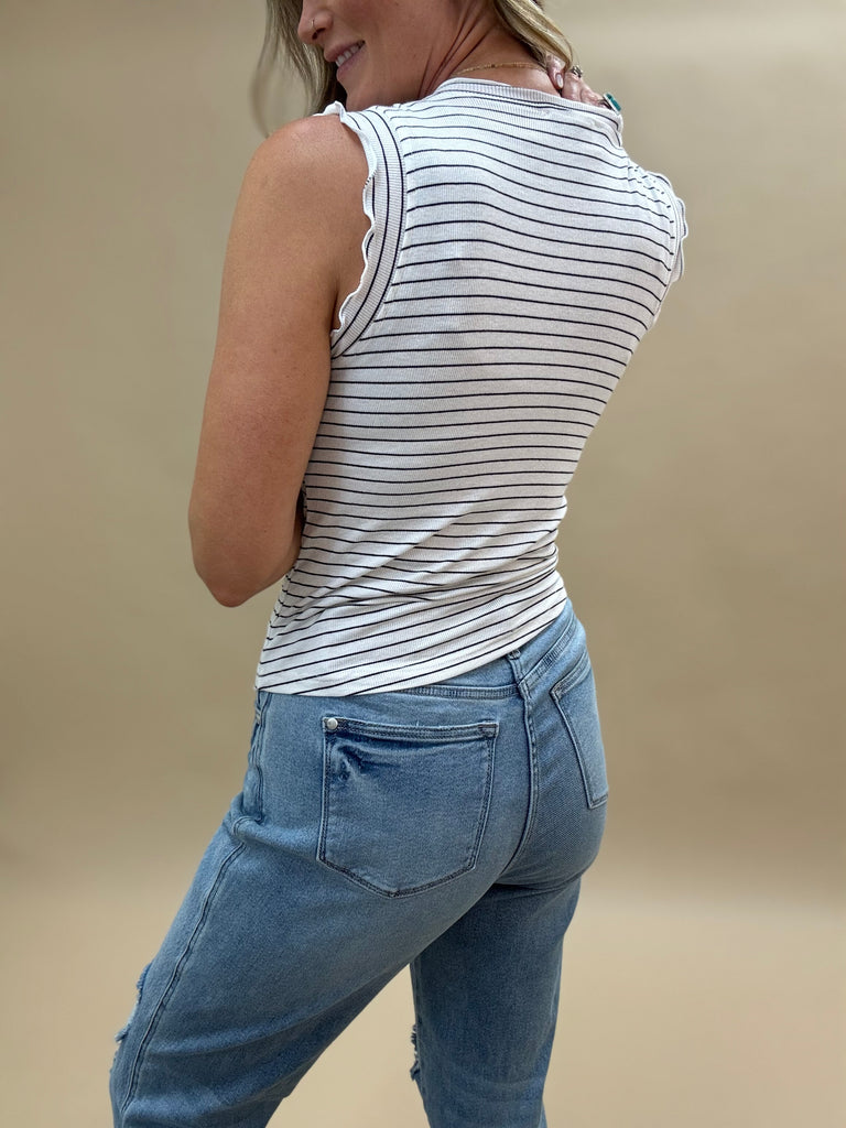 Striped Lettuce Edge Tank Top