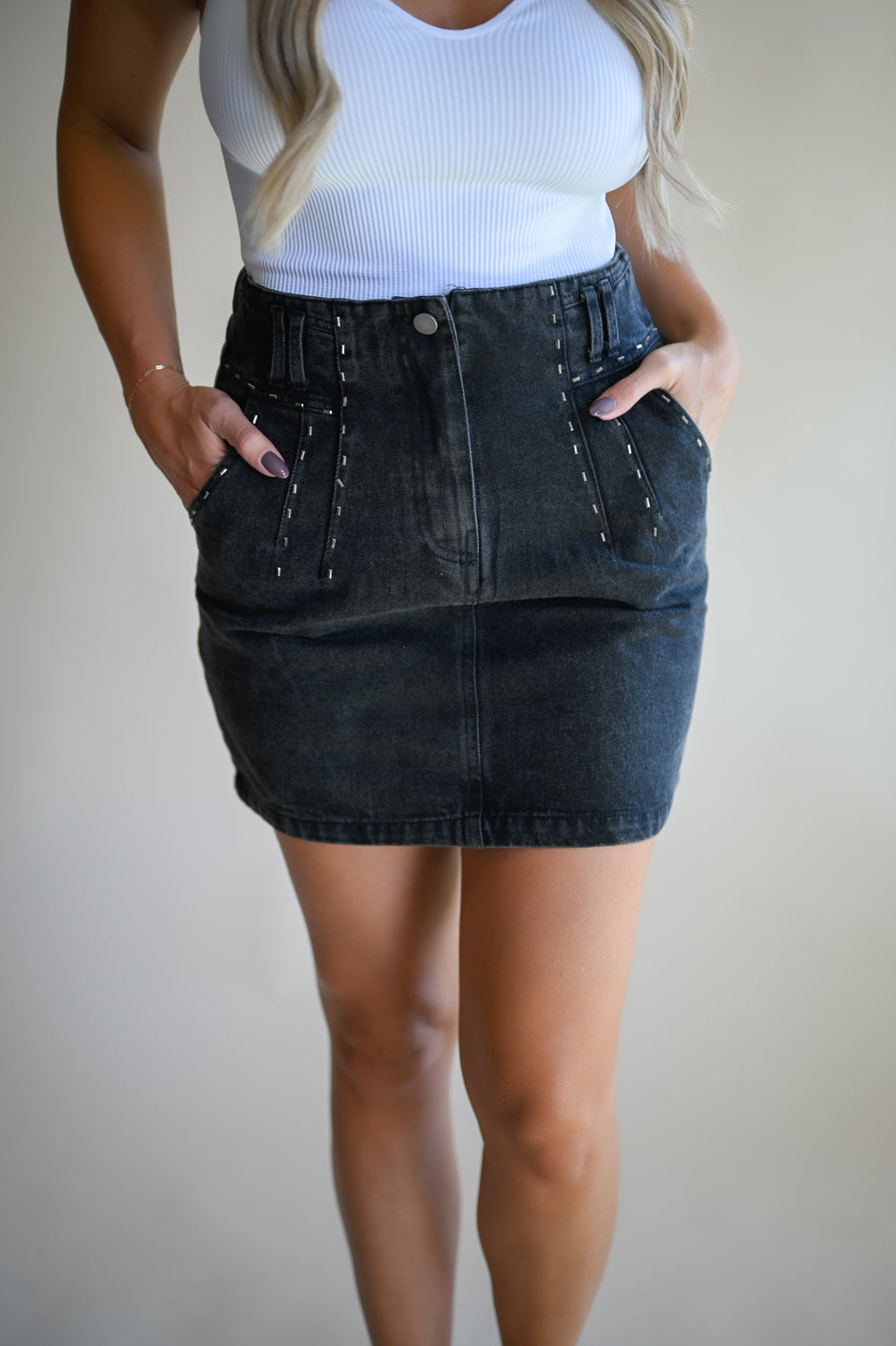Black Washed Mini Skirt