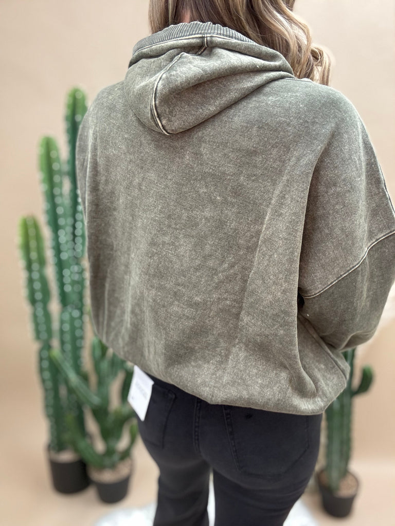 Mesa Olive Acid Washed Sweatshirt