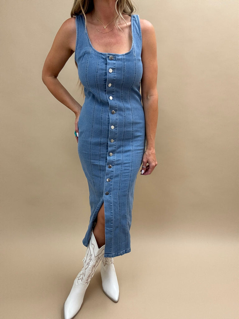 All Buttoned Up Denim Dress