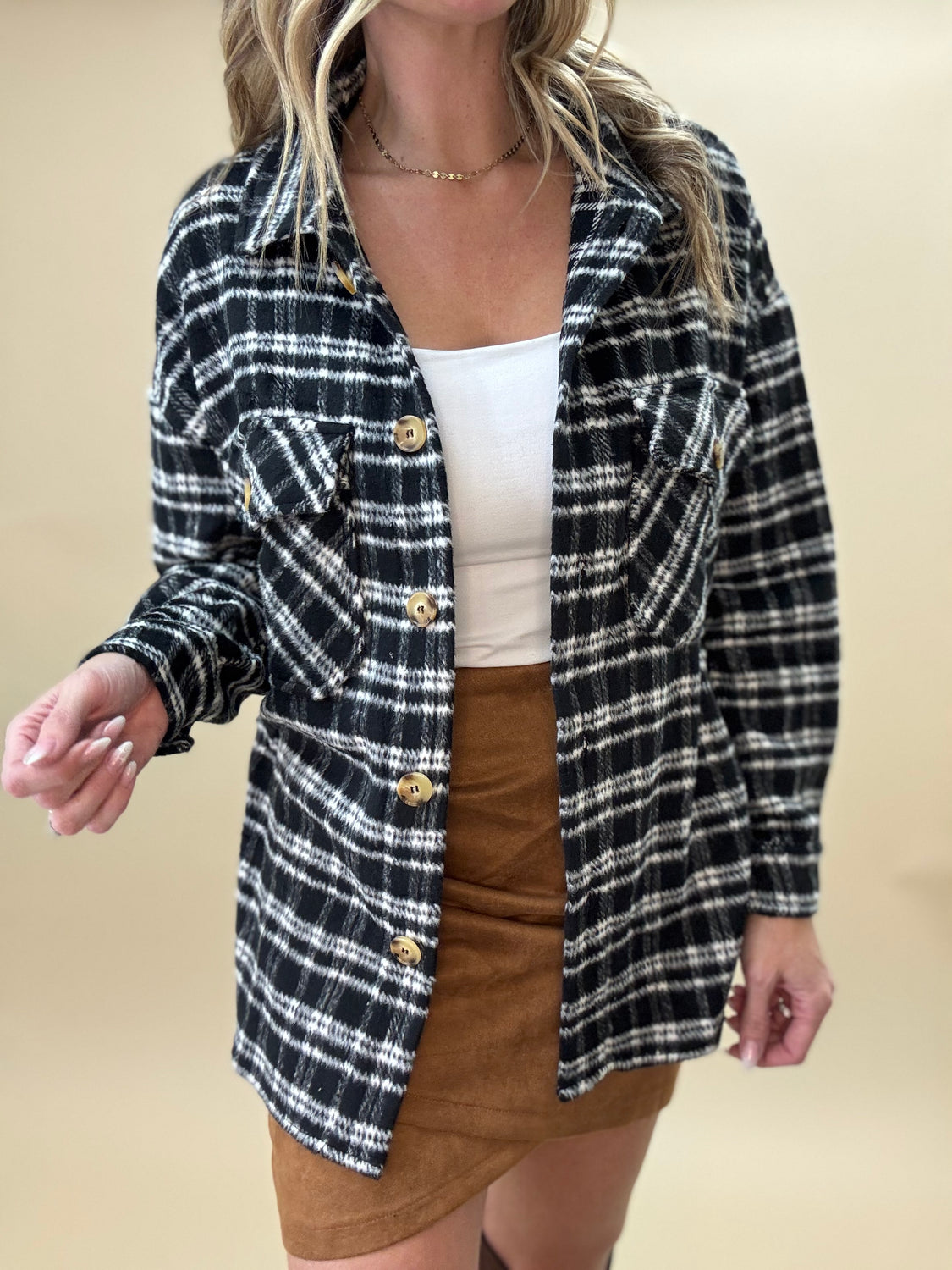 Black & Ivory Plaid Shacket