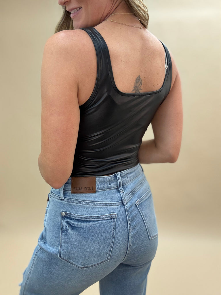 Leather Look Corset Tank