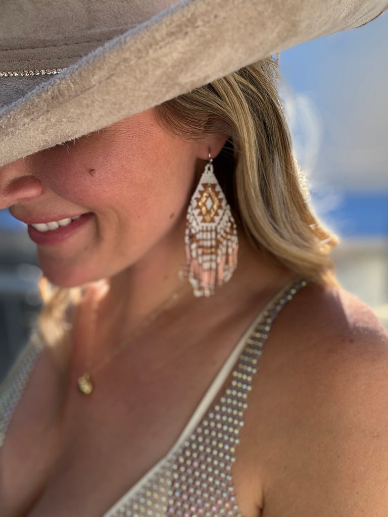 Tan & Cream Seed Bead Earring