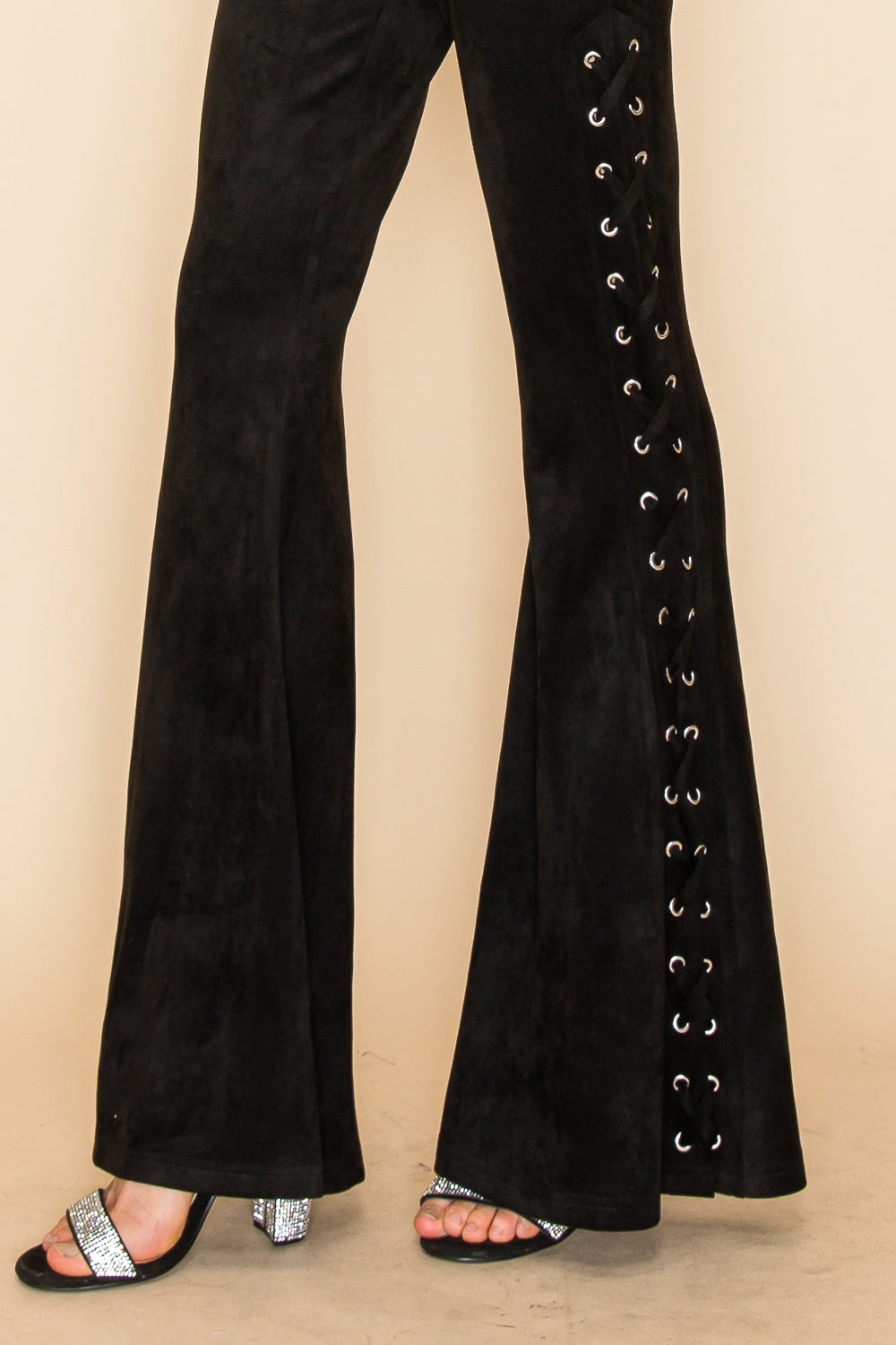 Lace Up Sides Suede Bells