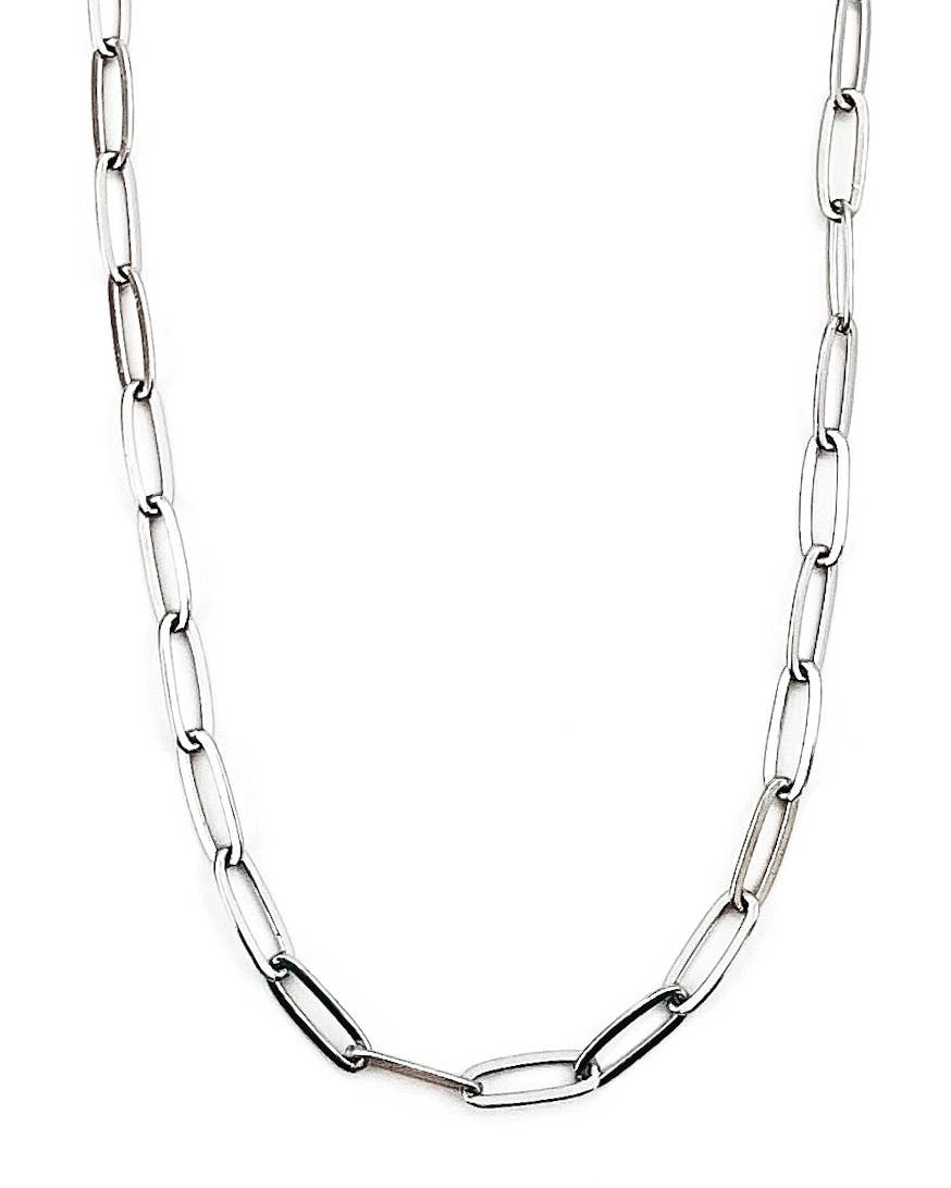 Peppi Paperclip Silver Chain Necklace