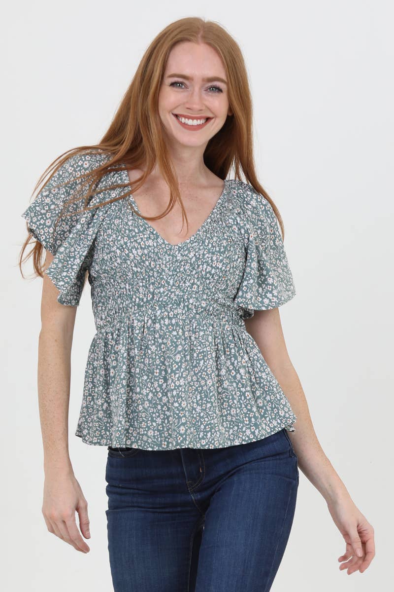 In Bloom Flutter Sleeve Top
