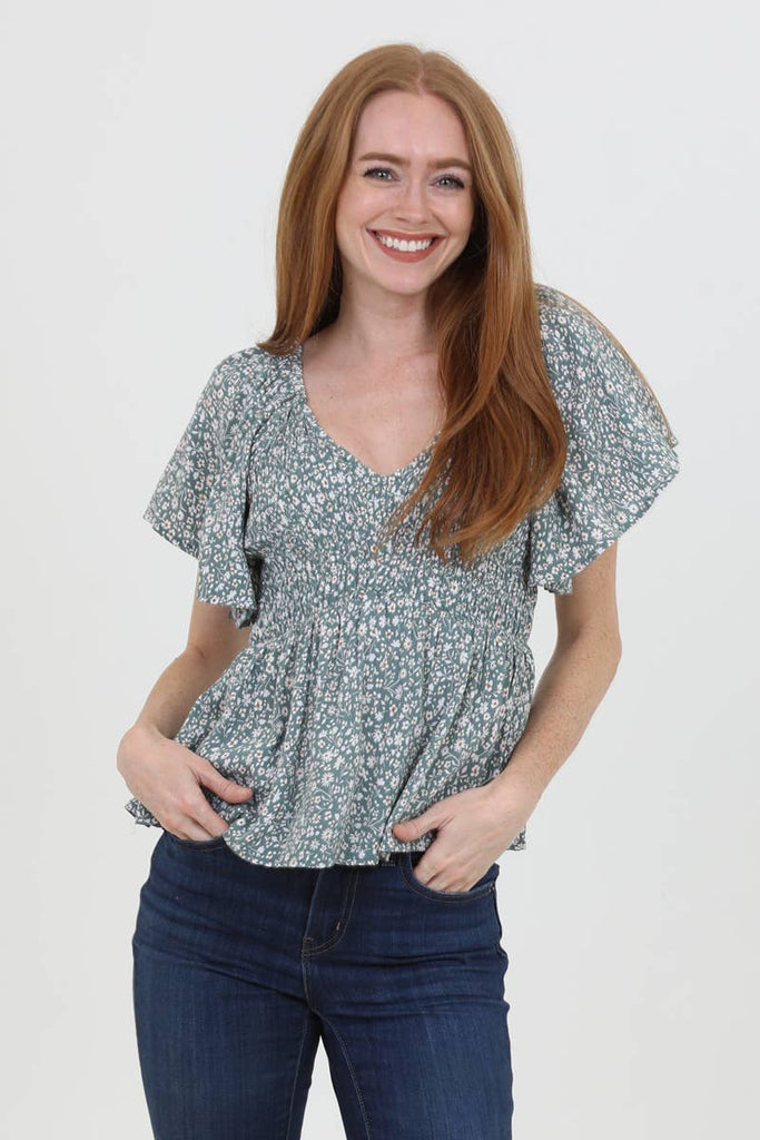 In Bloom Flutter Sleeve Top