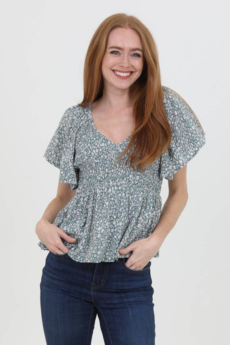 In Bloom Flutter Sleeve Top