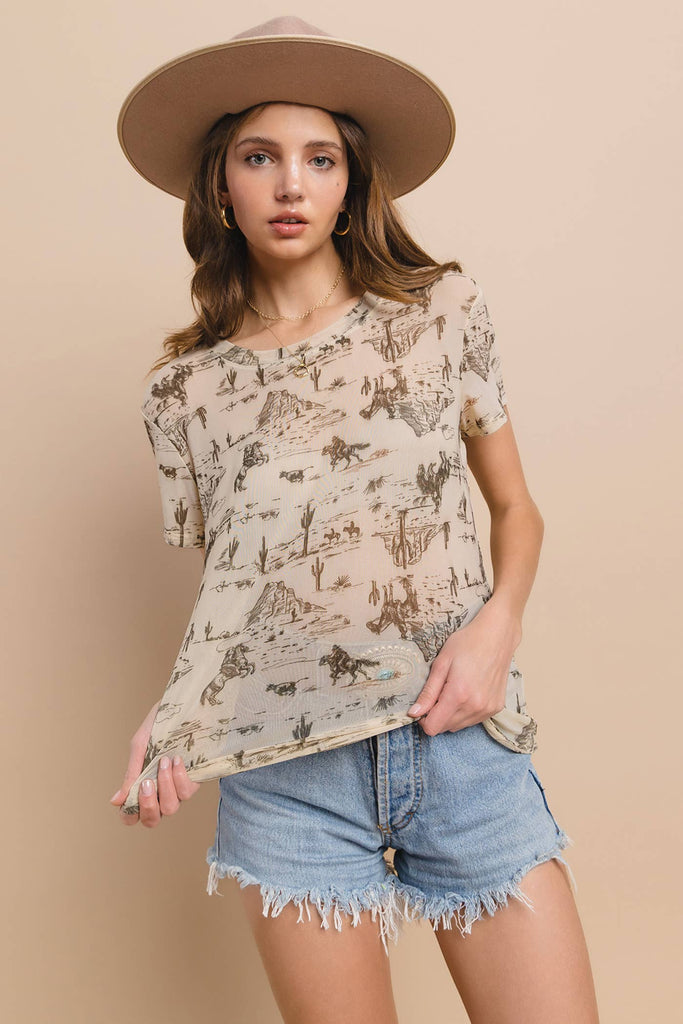 Backroads Western Print Mesh Tee