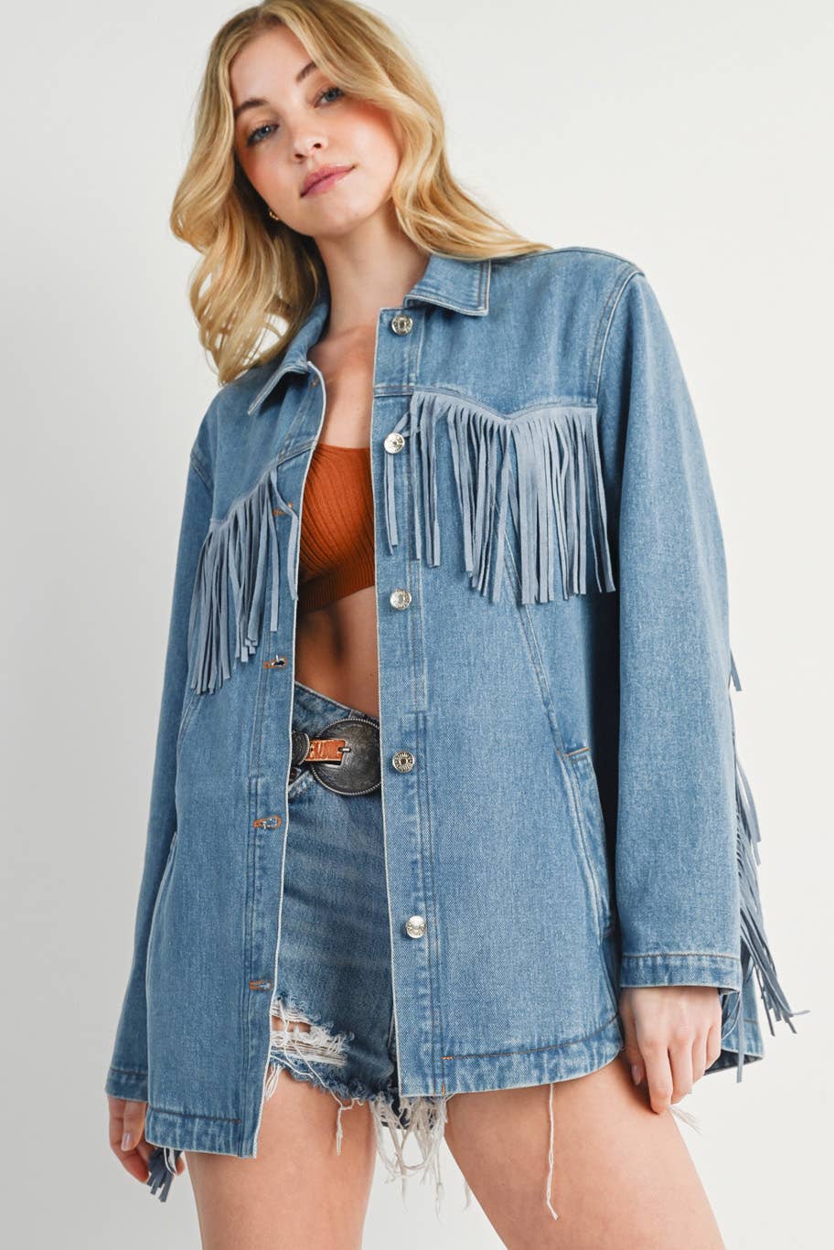 Mystic Denim Fringe Coat
