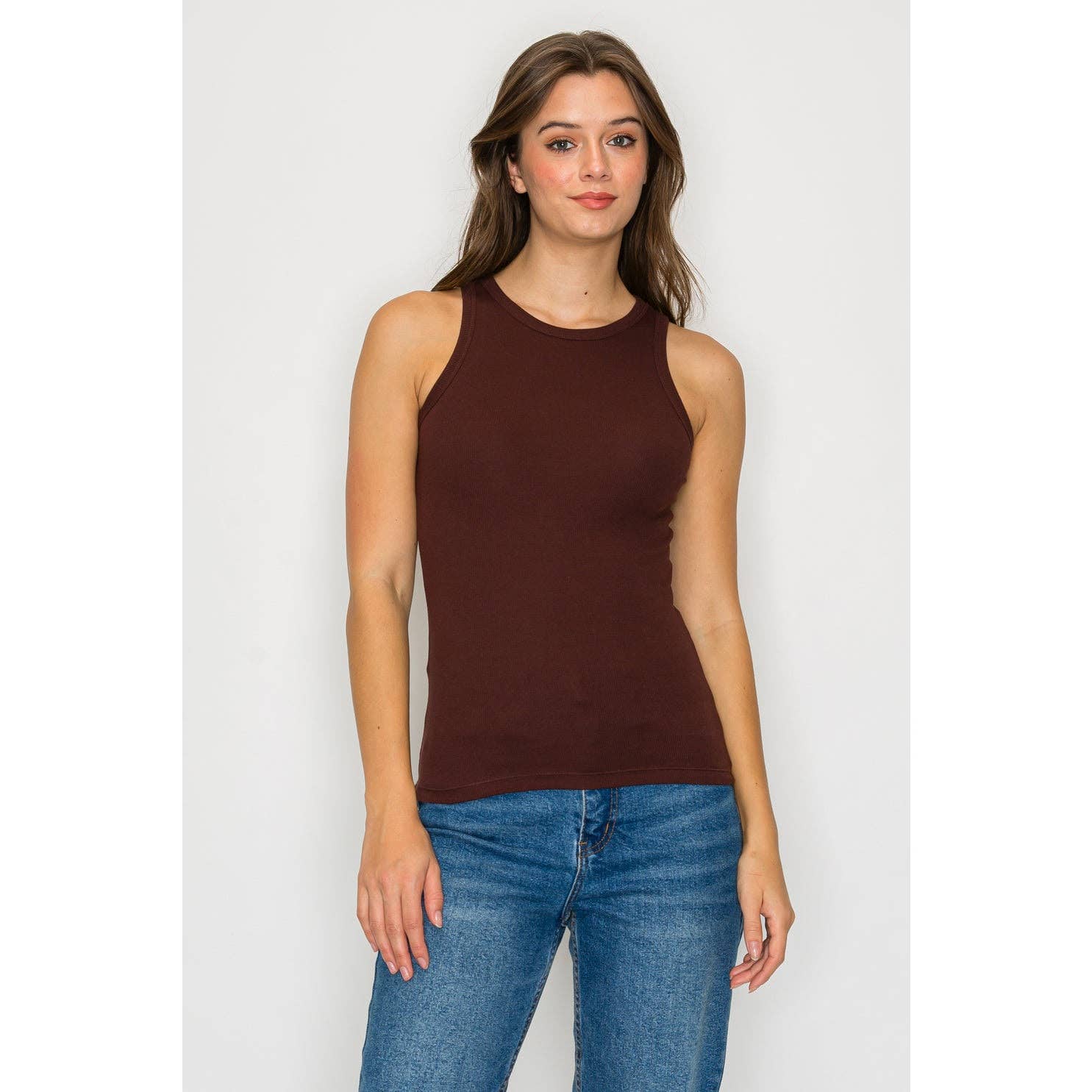 High Neck Ribbed Tank Top