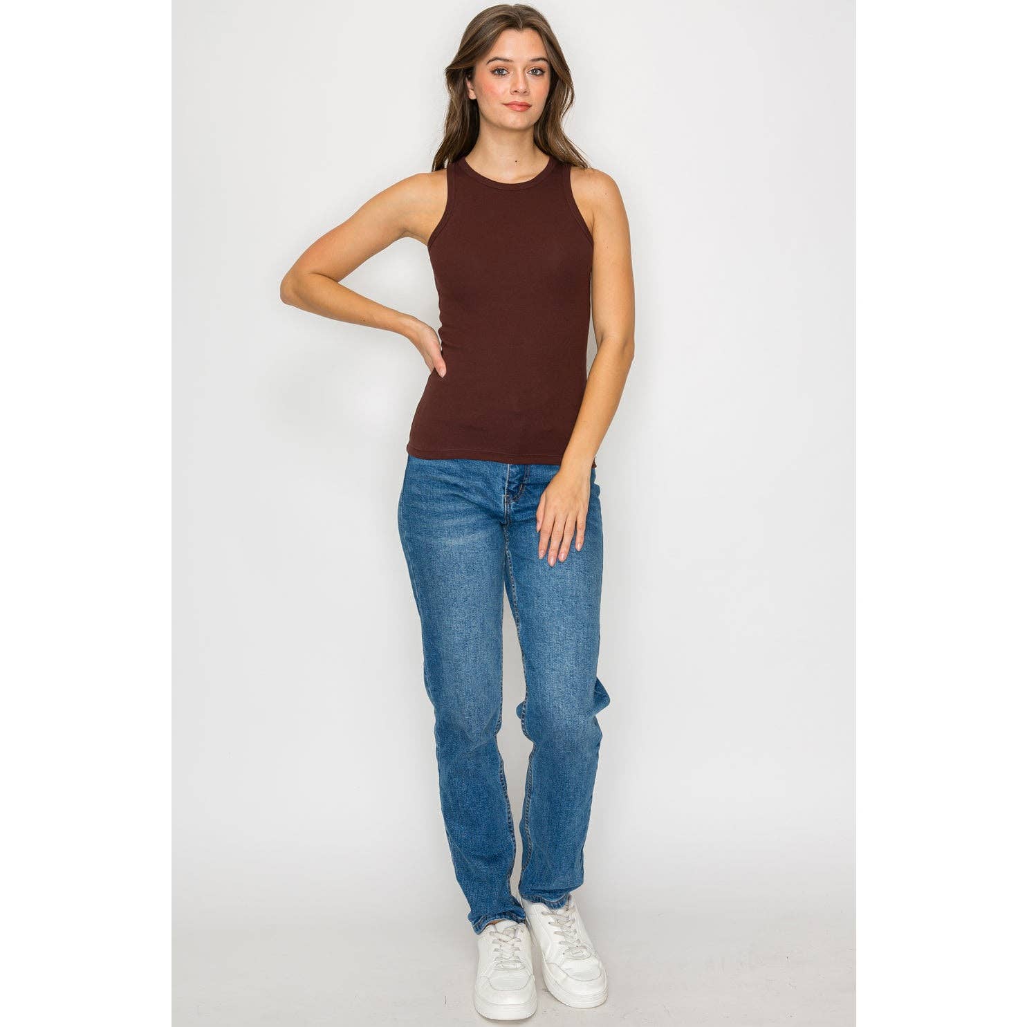 High Neck Ribbed Tank Top
