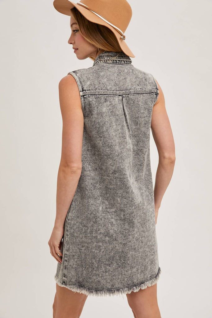 Black Washed Denim Tank Dress