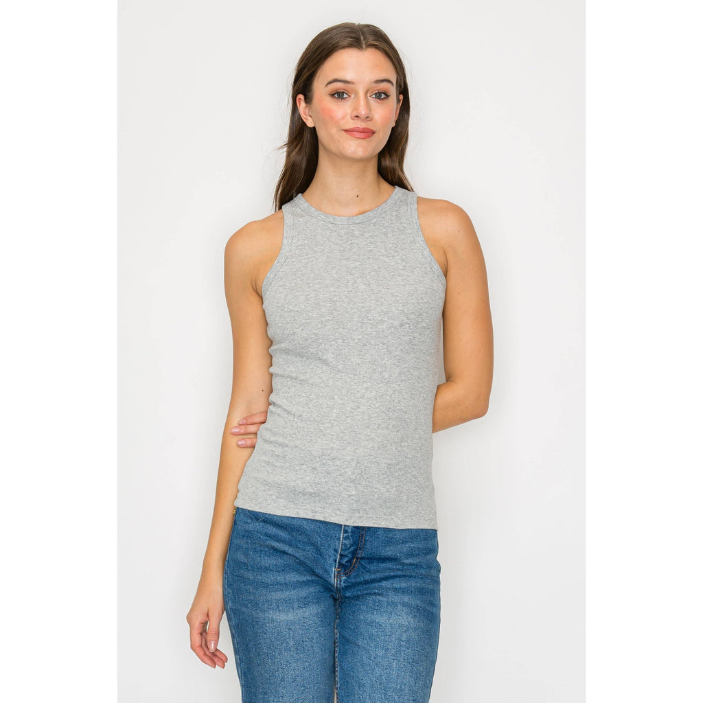 High Neck Ribbed Tank Top