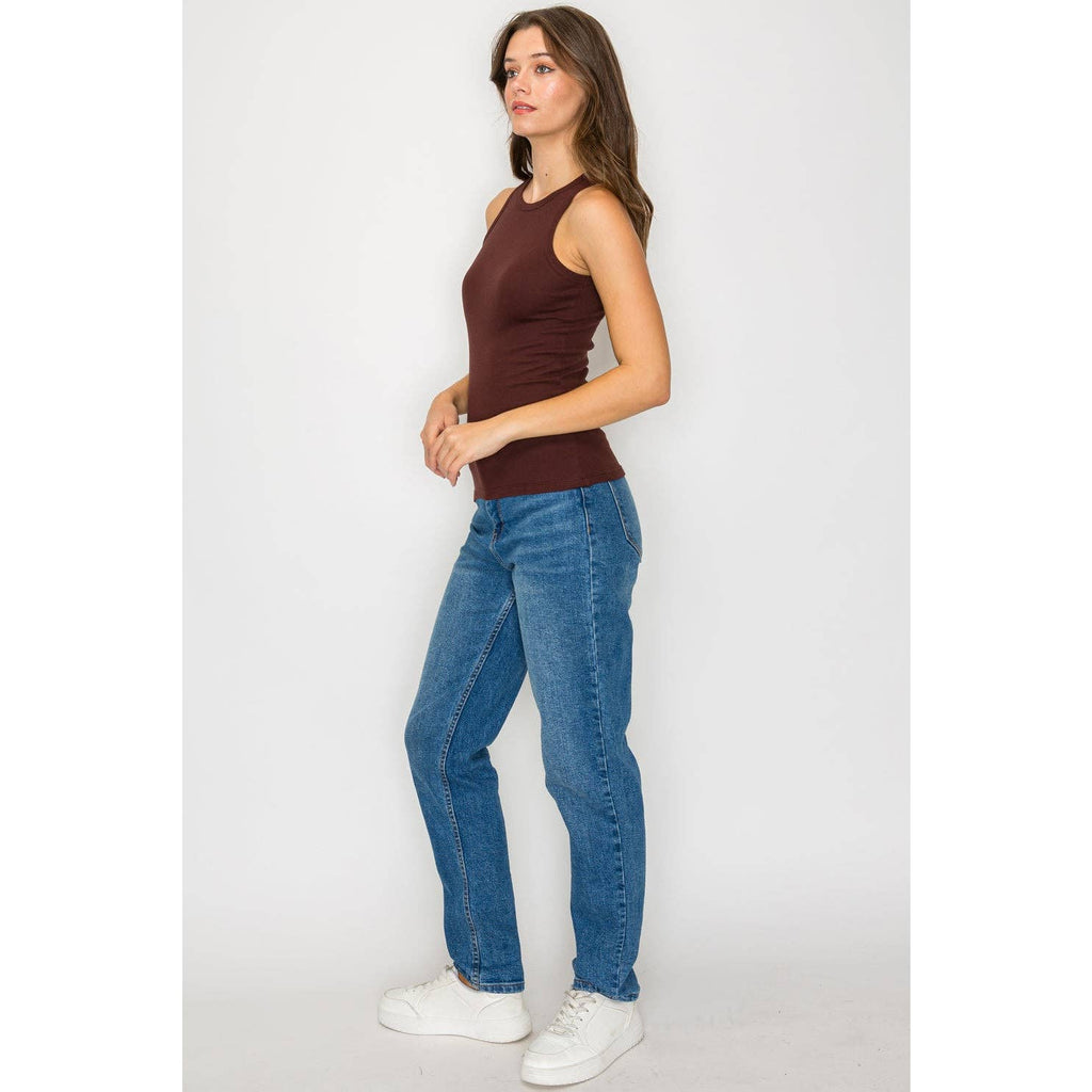High Neck Ribbed Tank Top