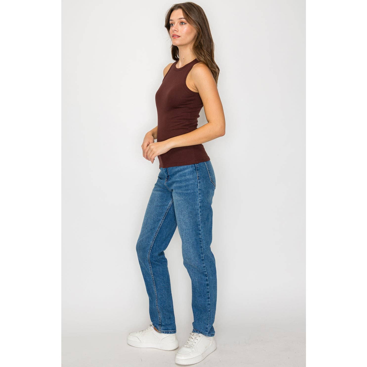 High Neck Ribbed Tank Top