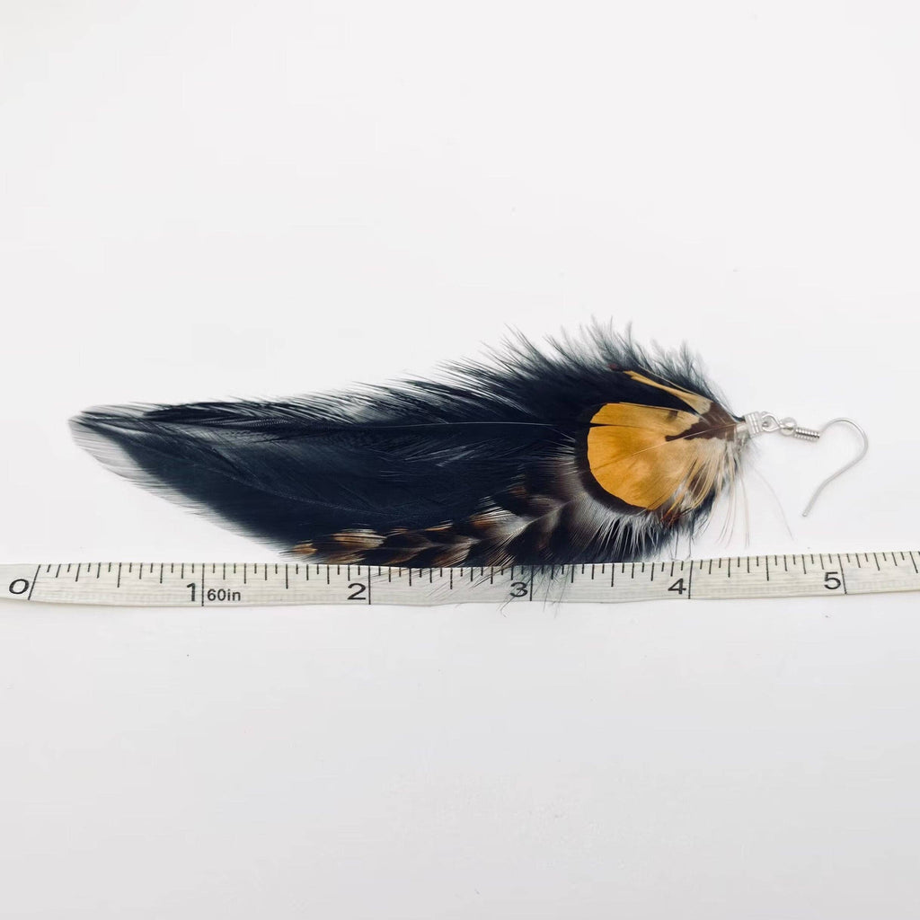 Boho Black Feather Earrings