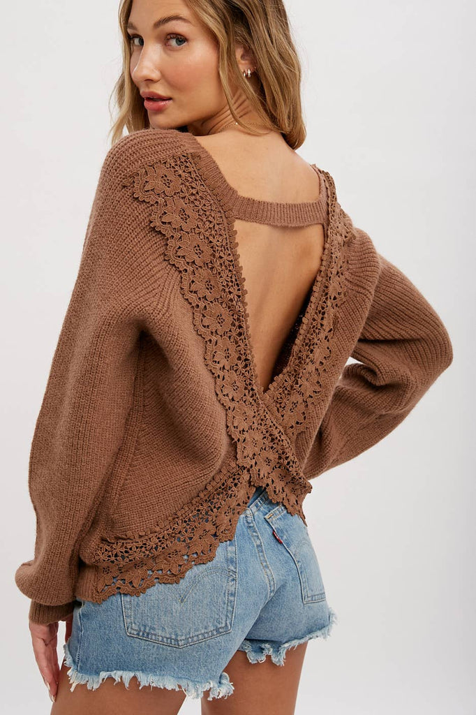 Mocha Openback Sweater