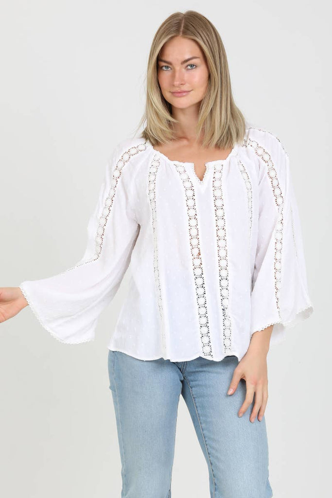 Eyelet Bell Sleeve Top