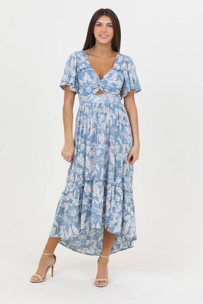 Tea Time Blue Floral Dress