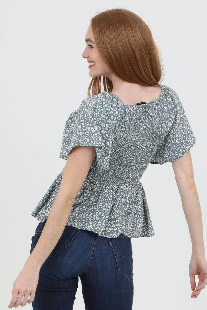In Bloom Flutter Sleeve Top