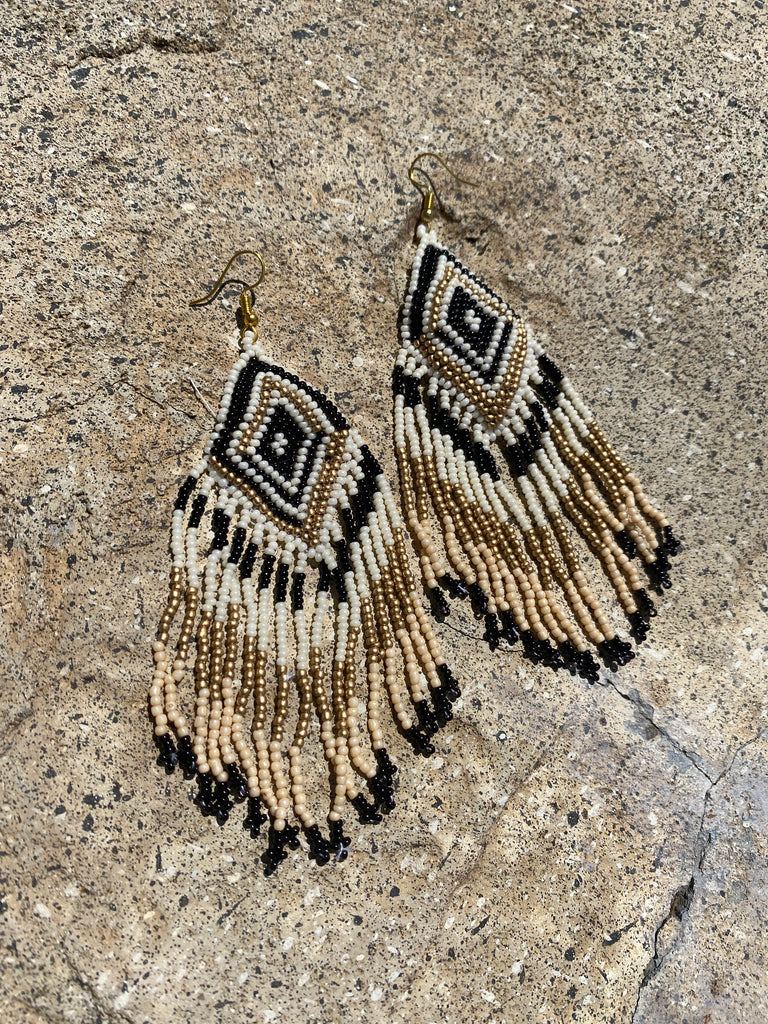 Black & Gold Seed Bead Earring