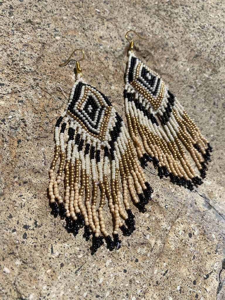 Black & Gold Seed Bead Earring