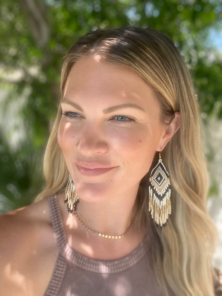 Black & Gold Seed Bead Earring