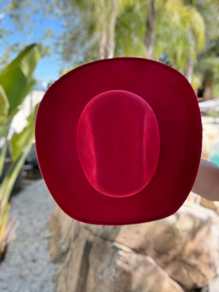 Crimson Vegan Suede Hat