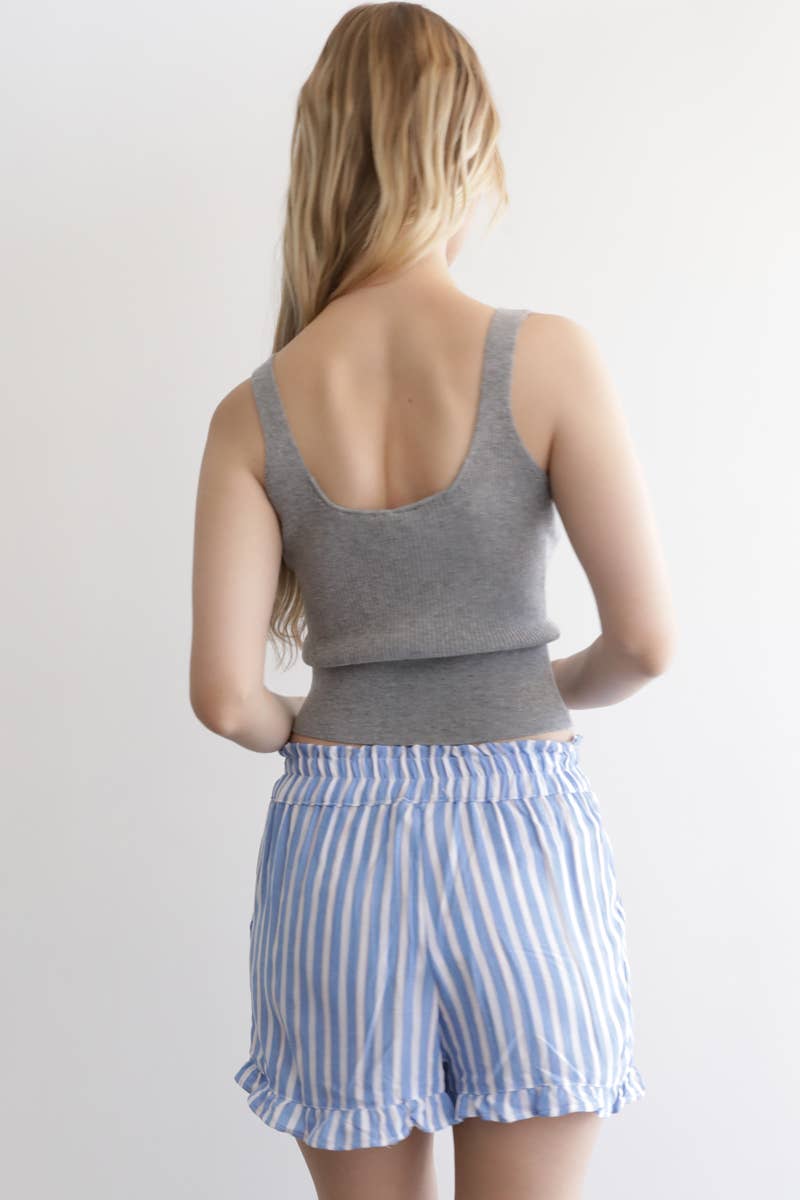 Marina Blue Stripe Ruffle Short