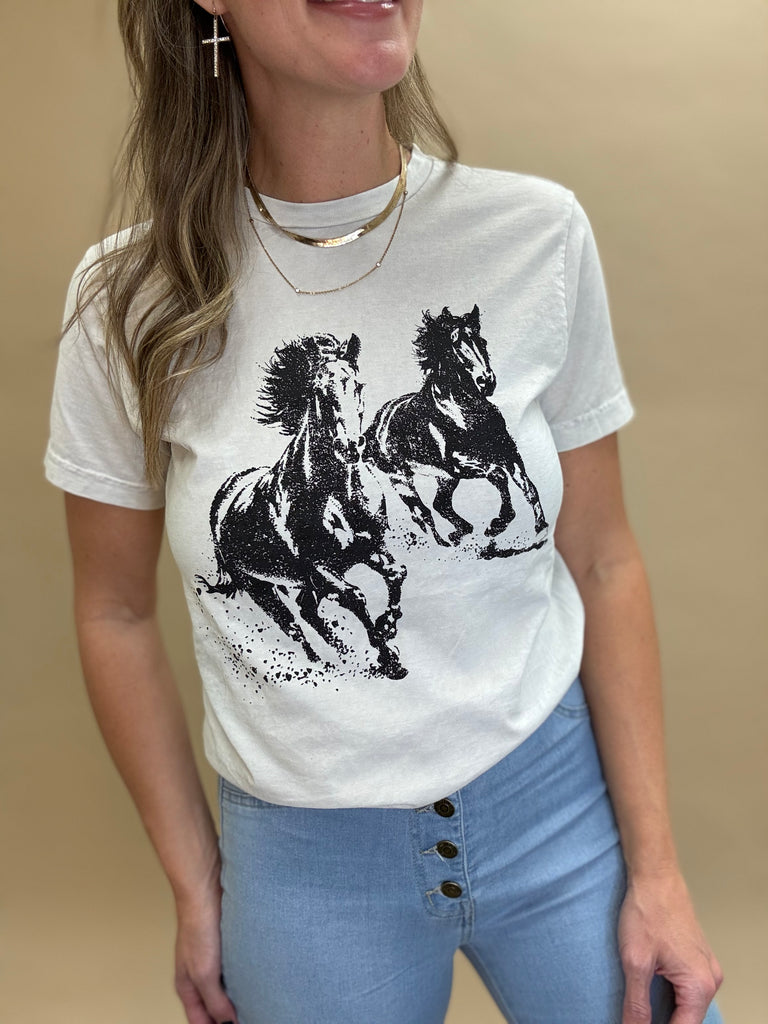 Running Horses Graphic Top