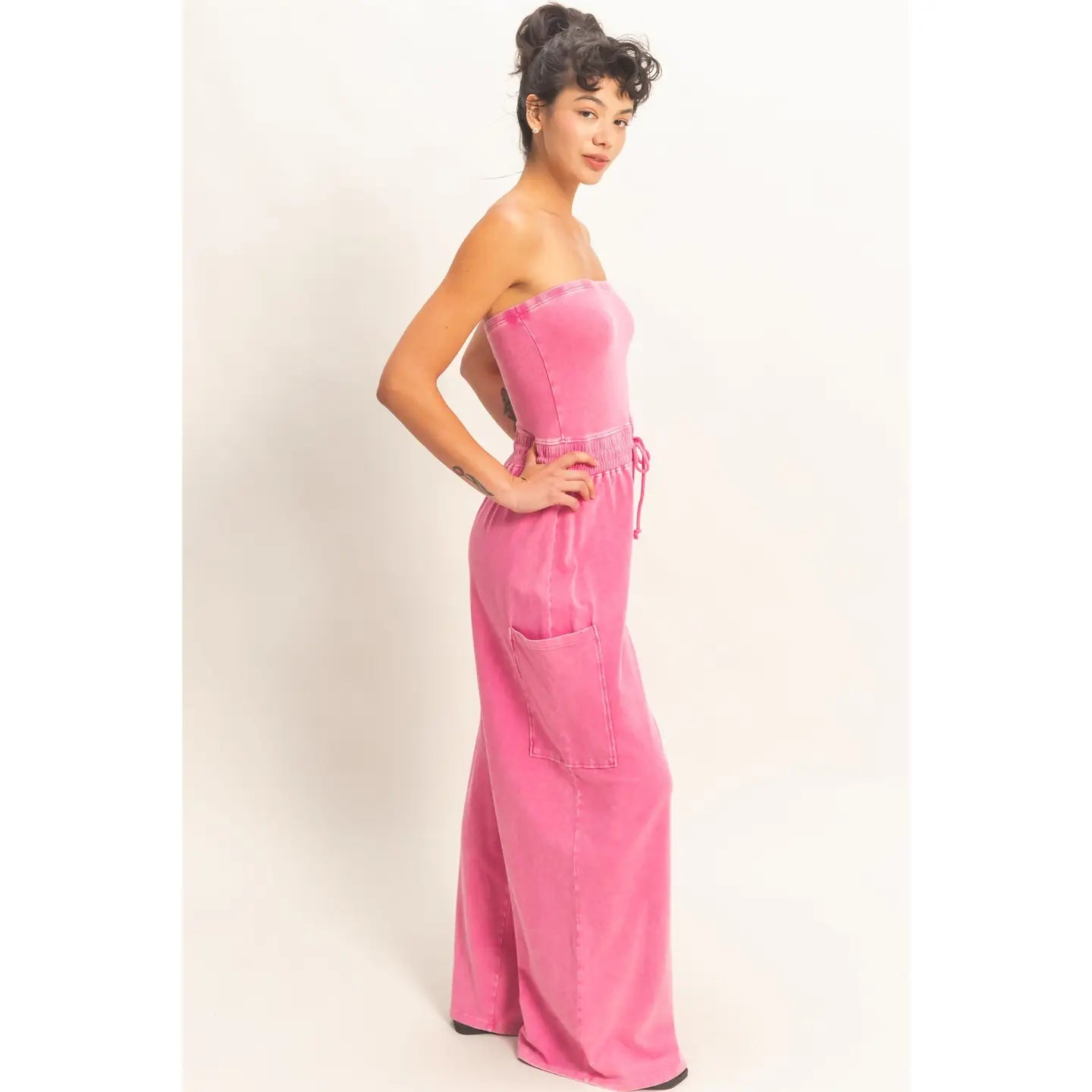 Pink Strapless Jumpsuit