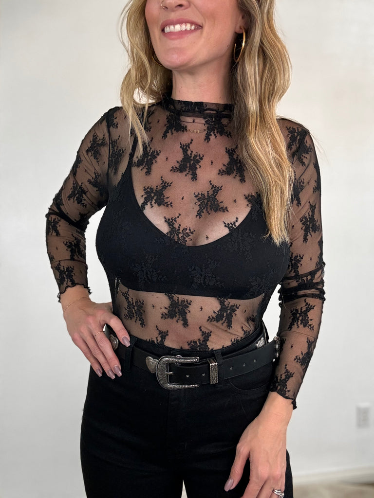 Lace Long Sleeve Black