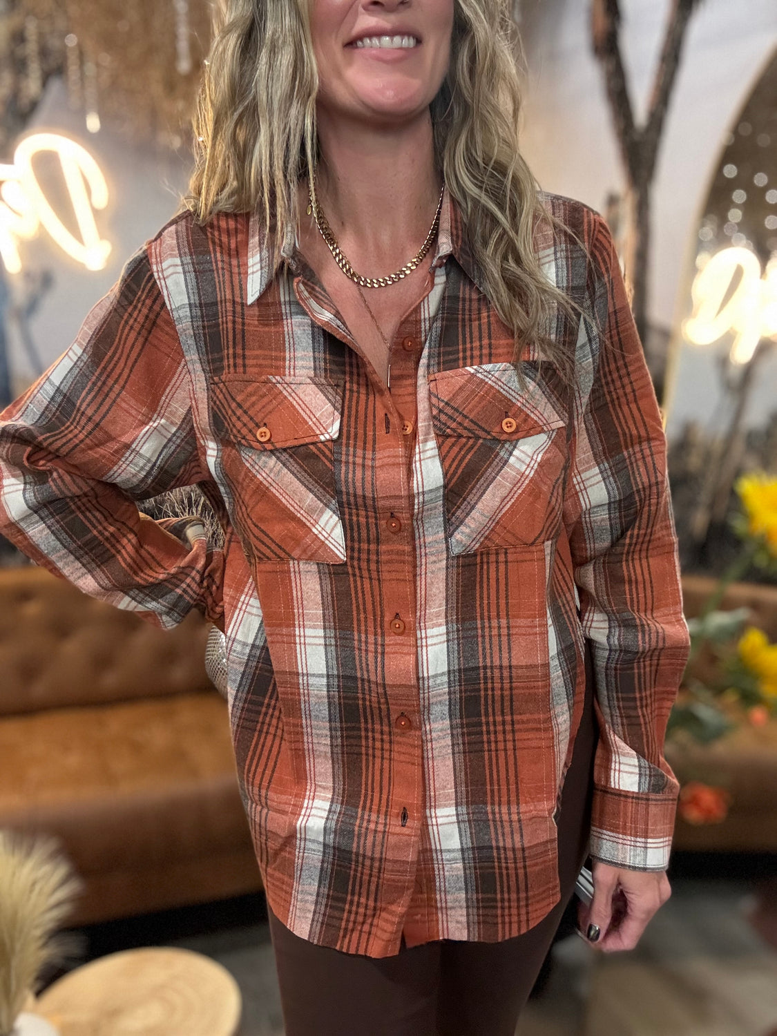 Rusty Side Slit Flannel
