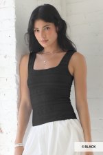 Stripe Lace Embossed Tank Top