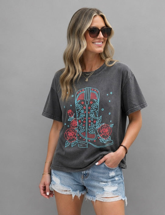 Patriotic Boot Crop Tee