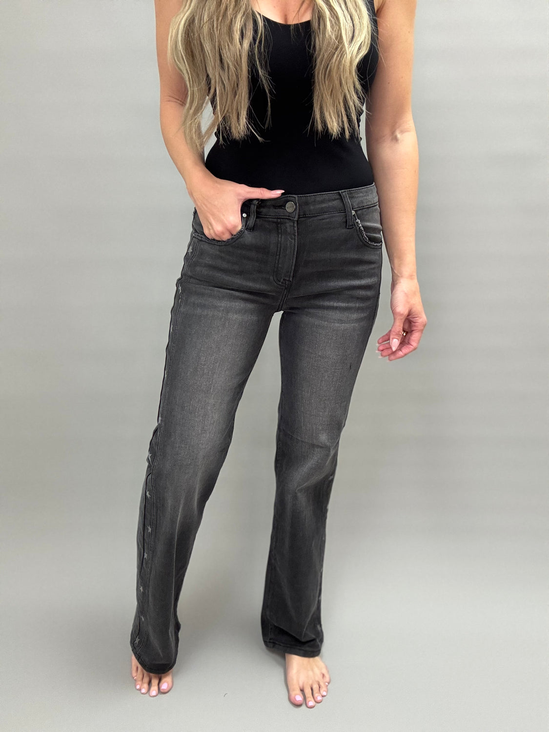 Stardust Black Washed Straight  Risen Jeans