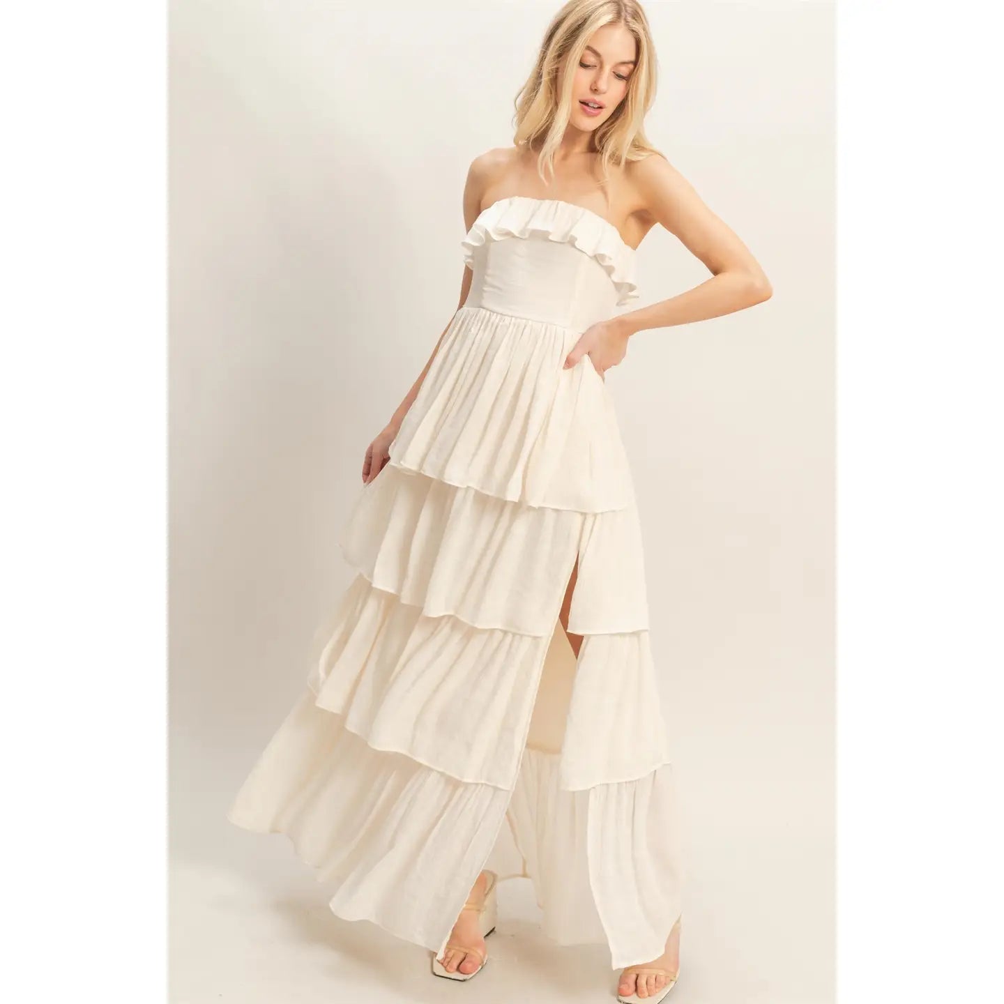 Bella Cream Ruffle Dress