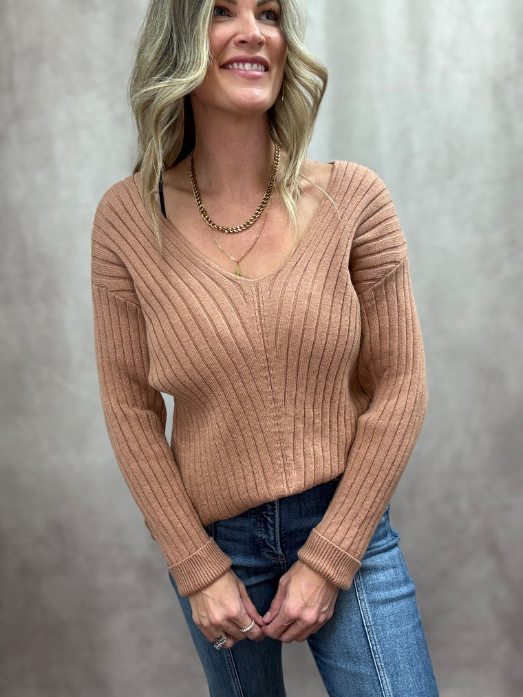 Golden Hour Ribbed Sweater Top