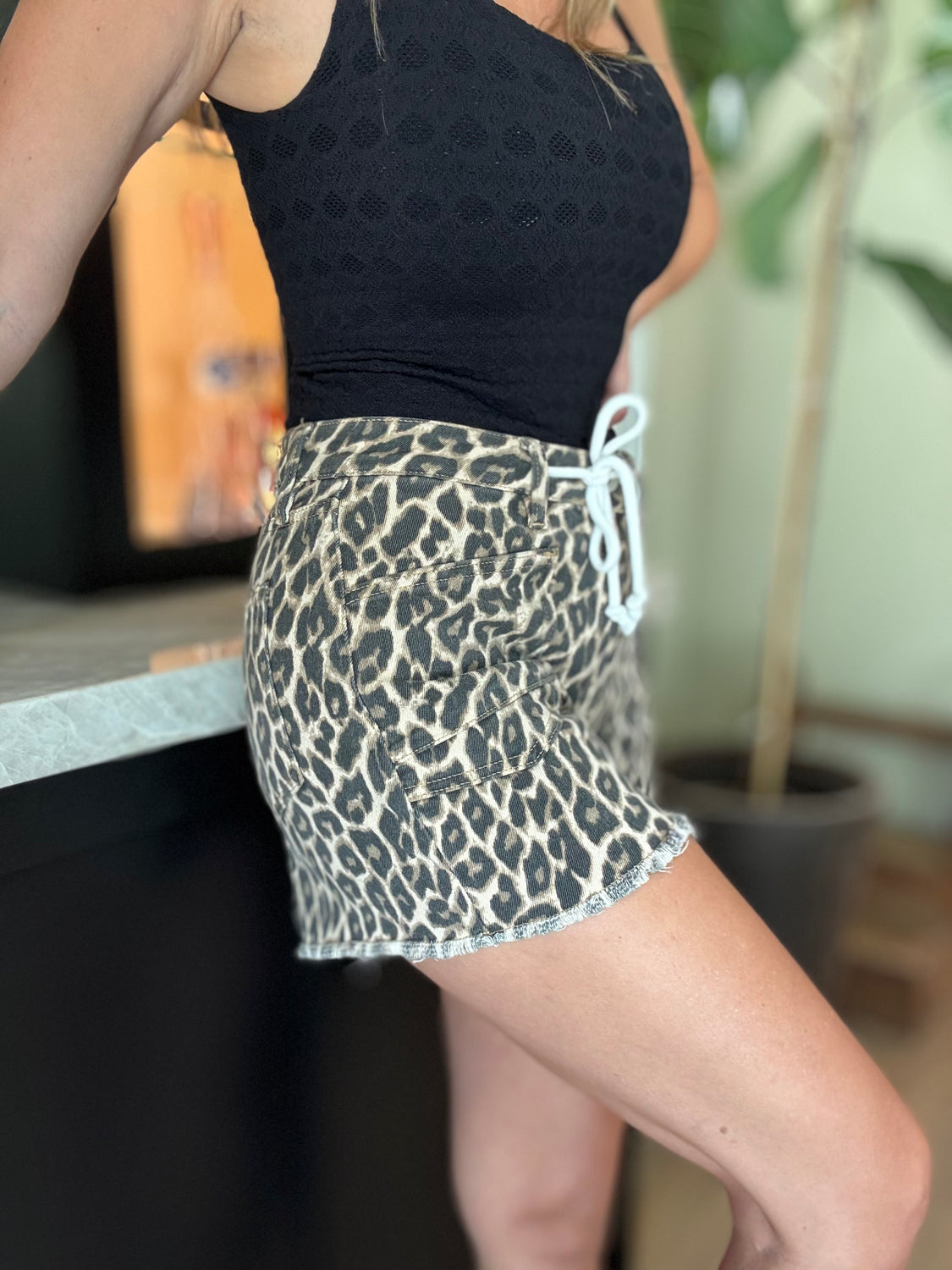 Savanna Patch Pocket Leopard Shorts
