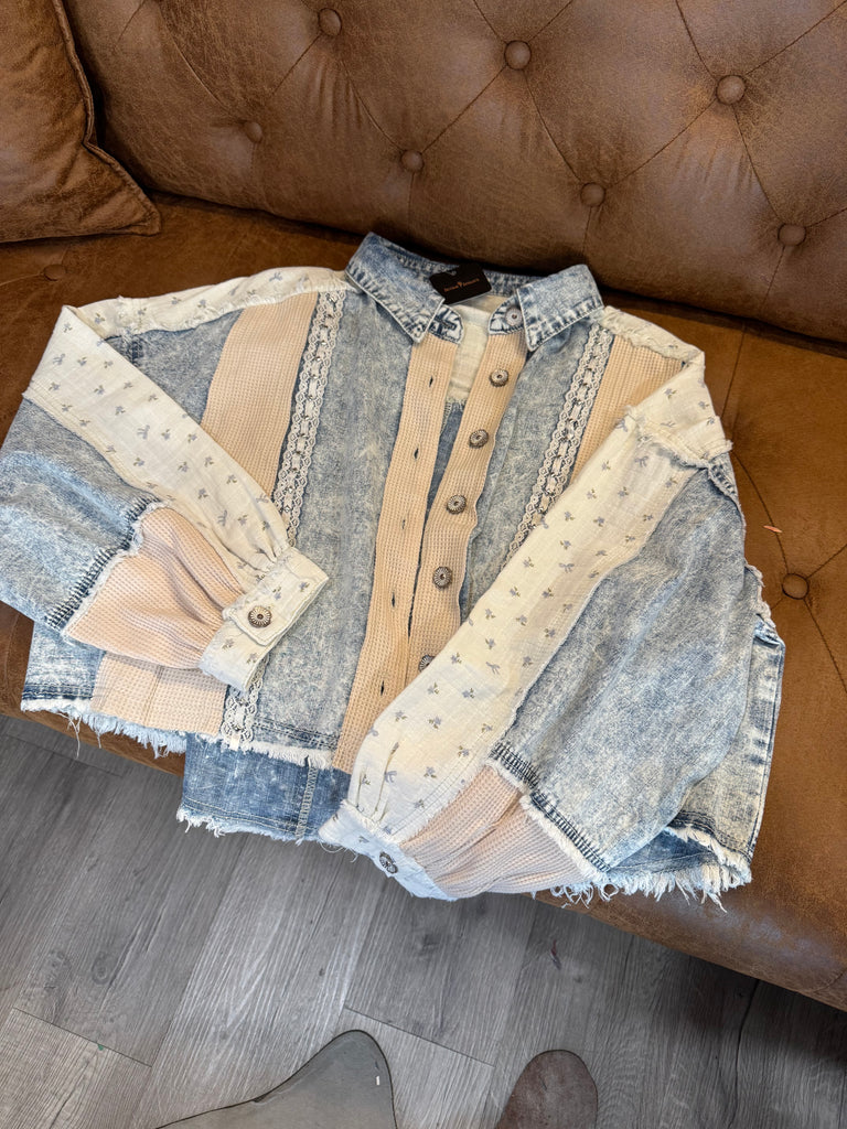 Patchwork Denim Crop Jacket