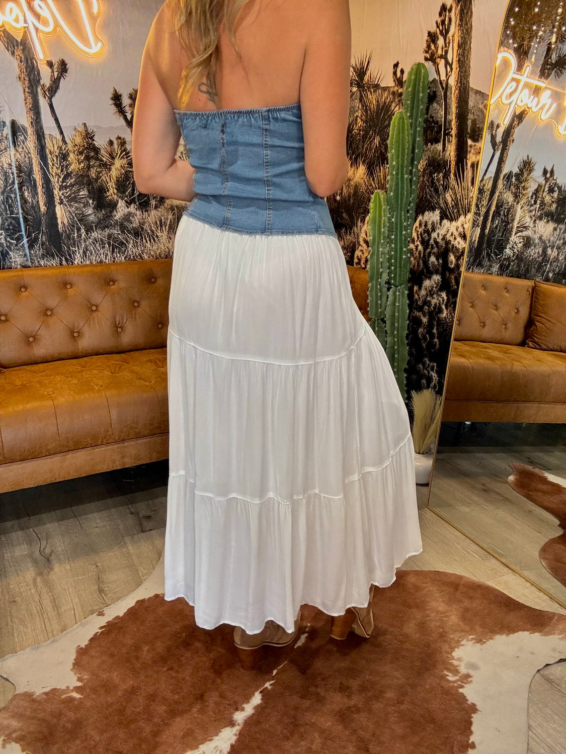 Blanco Side Slit Maxi Skirt