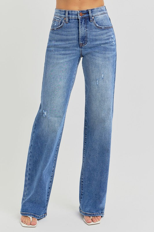 Austin Medium Wash Wide Leg Risen Jeans