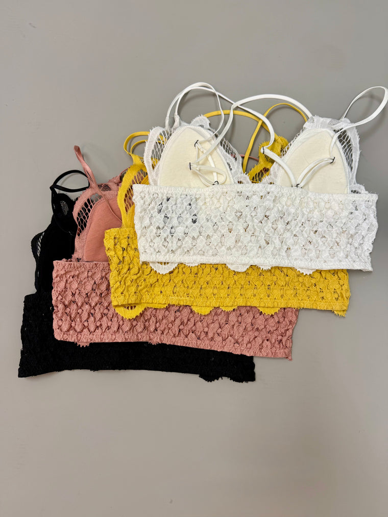 Padded Crochet Lace Longline Bralette