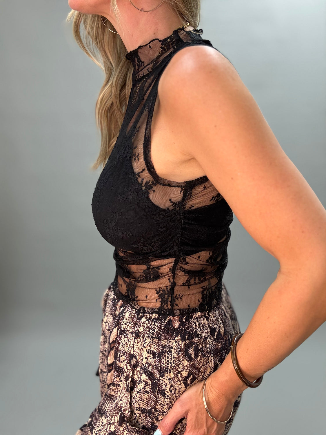 Black Lacey Mesh Tank Top